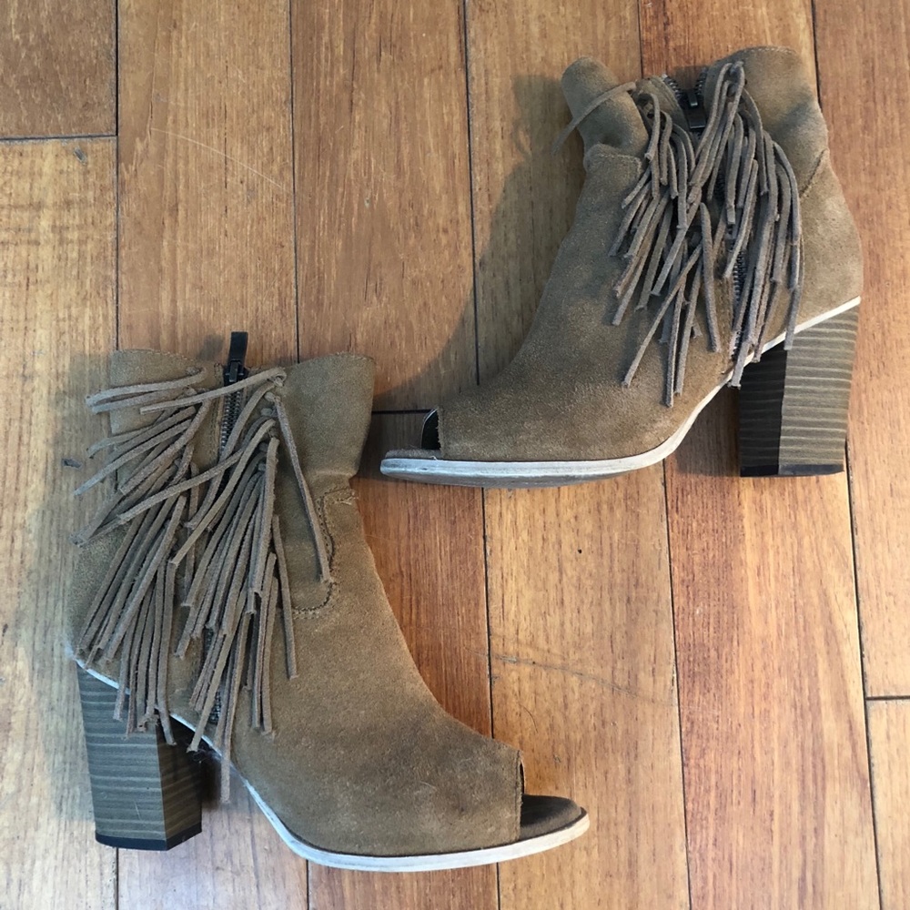 Mia open toe fringe booties